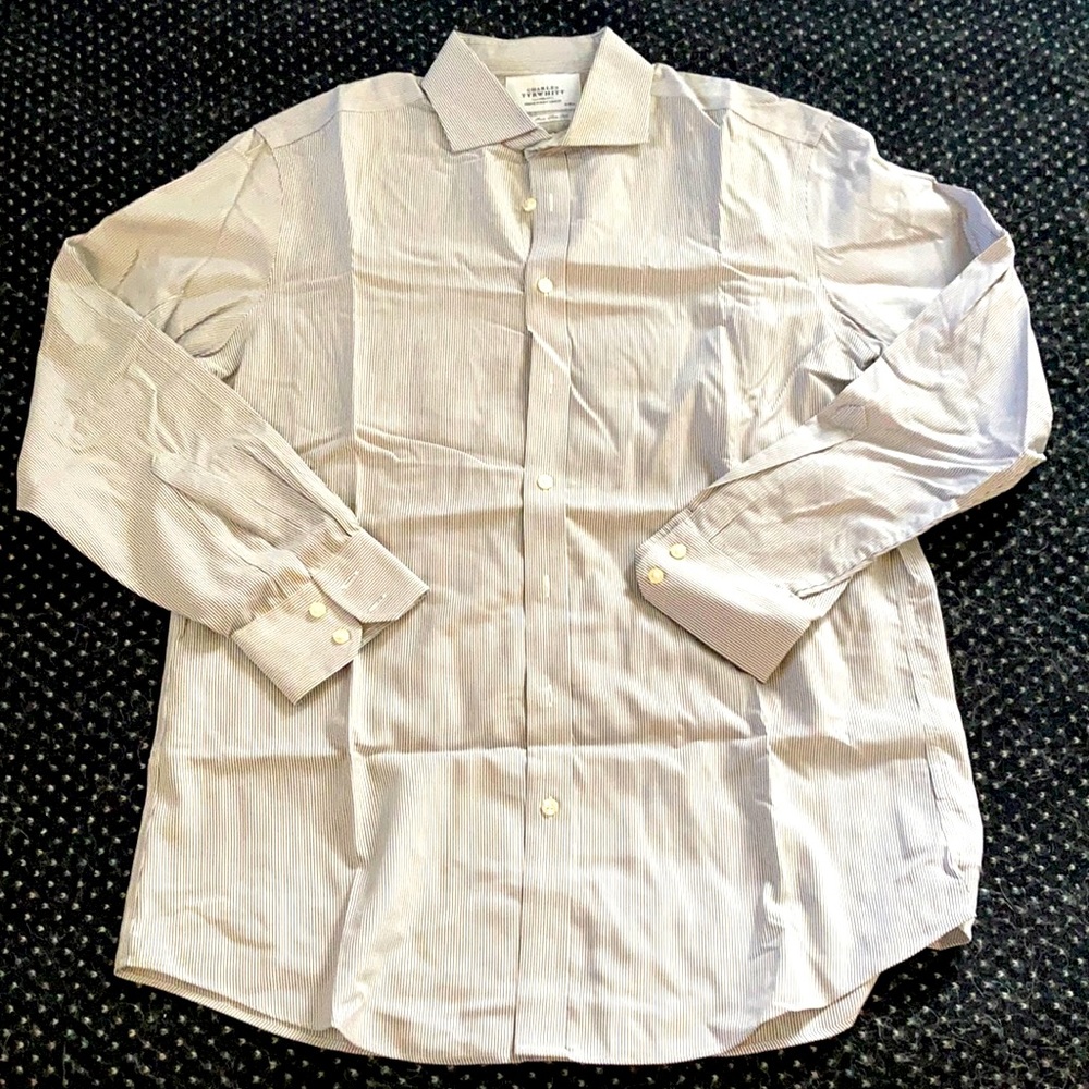 Men's Charles Tyrwhitt Dress Shirt 16.5 / 35 Slim (Grey/White)